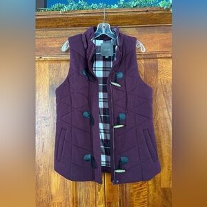Maurices Purple Quilted Vest with Plaid Lining